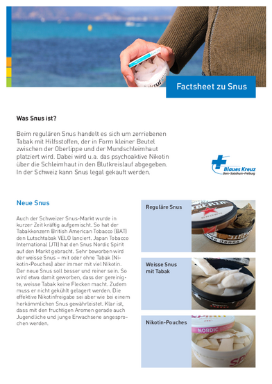 Factsheet zu Snus/Nikotinbeutel